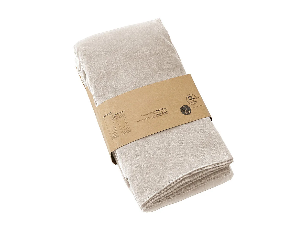 Rideau ajustable 140 x 270 cm velours de coton écru - MIRABEL