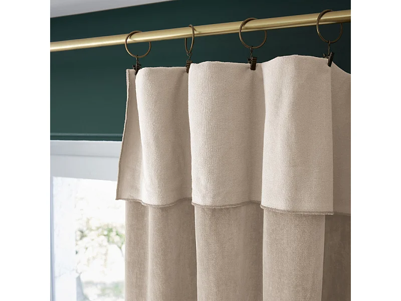 Rideau ajustable 140 x 270 cm velours de coton écru - MIRABEL