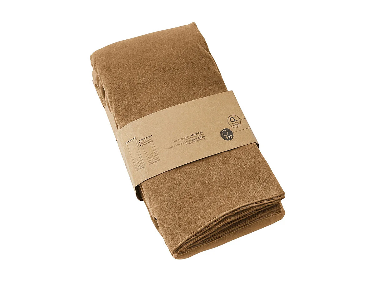 Rideau ajustable 140 x 270 cm velours de coton camel - MIRABEL