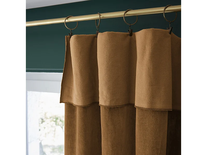 Rideau ajustable 140 x 270 cm velours de coton camel - MIRABEL