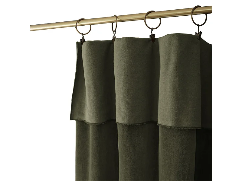 Rideau ajustable 140 x 270 cm velours de coton vert - MIRABEL