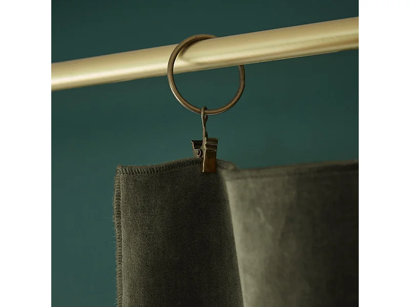 Rideau ajustable 140 x 270 cm velours de coton vert - MIRABEL