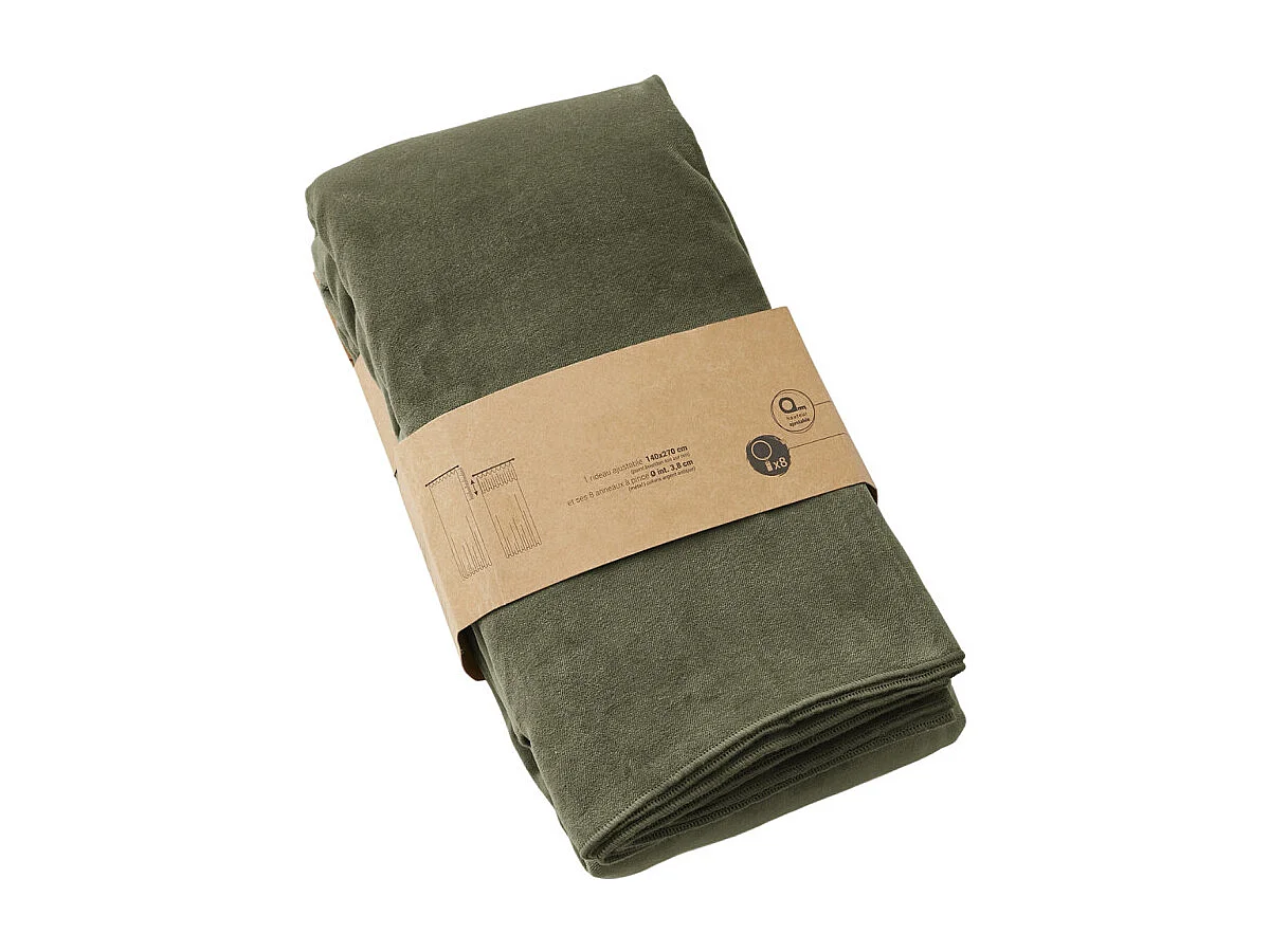 Rideau ajustable 140 x 270 cm velours de coton vert - MIRABEL