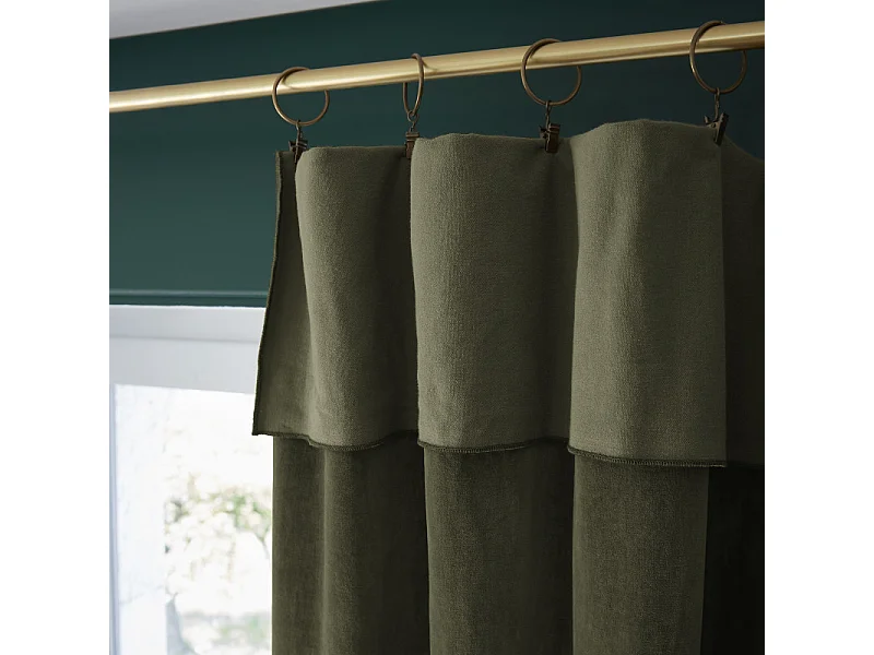 Rideau ajustable 140 x 270 cm velours de coton vert - MIRABEL