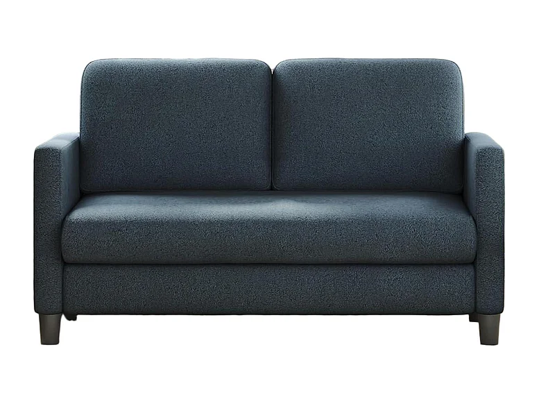 2 -Seater Comfort Sofa in teddy fluweel blauw, met diepe stoel van 55 cm en armleuningen - 128x78x89cm