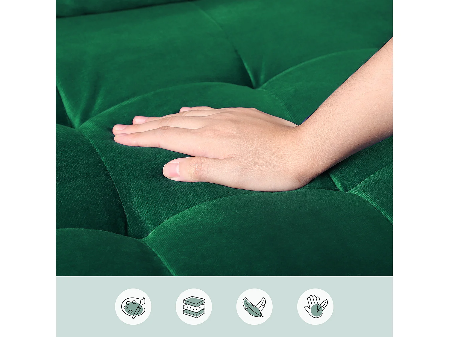 Canapé à 2 Places Scandinave,Mini Canapé à Bras Roulés en Velours Loveseat,Fauteuil Salon avec Accoudoirs,121x77x87cm - Vert