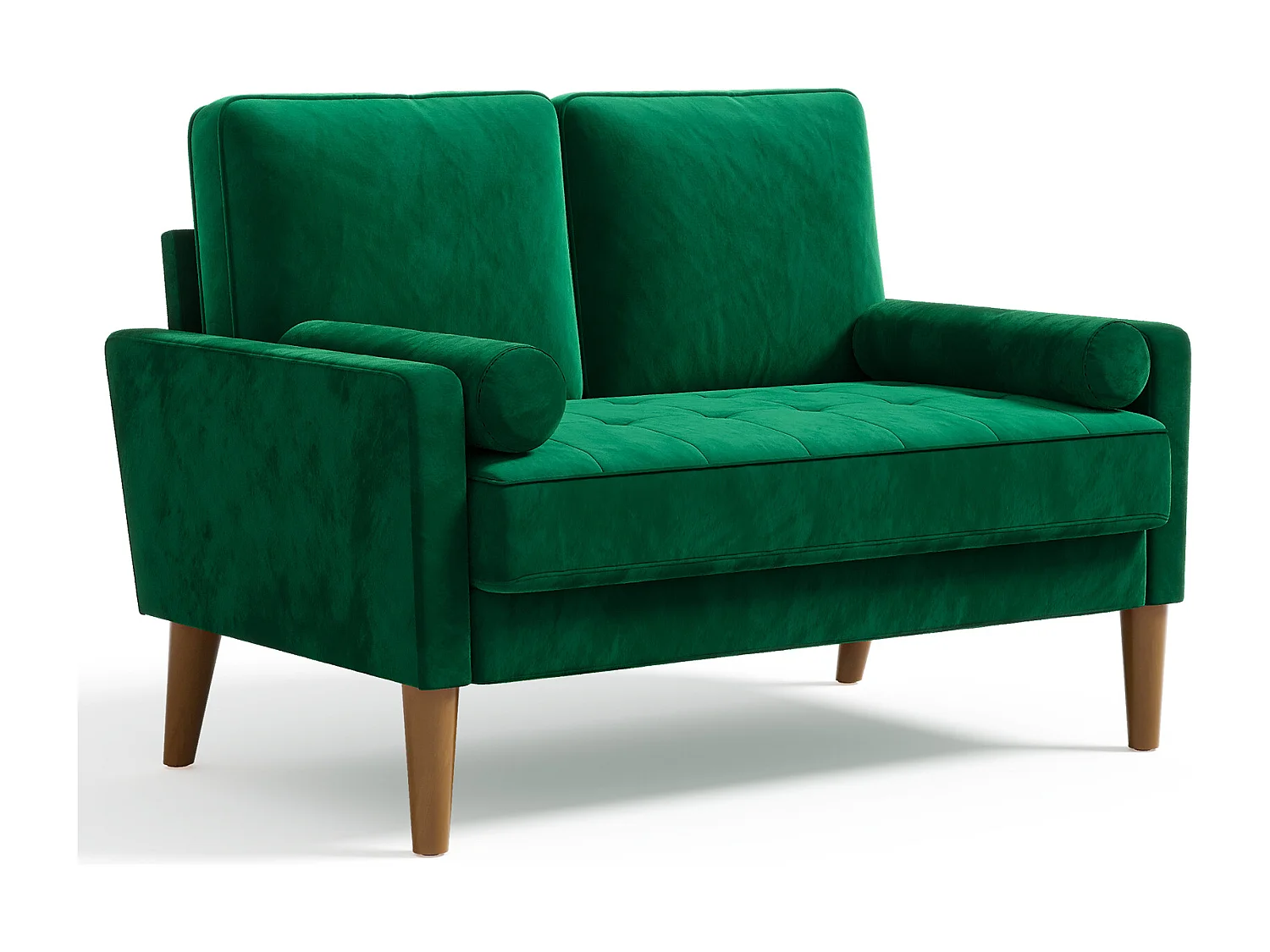 Canapé à 2 Places Scandinave,Mini Canapé à Bras Roulés en Velours Loveseat,Fauteuil Salon avec Accoudoirs,121x77x87cm - Vert