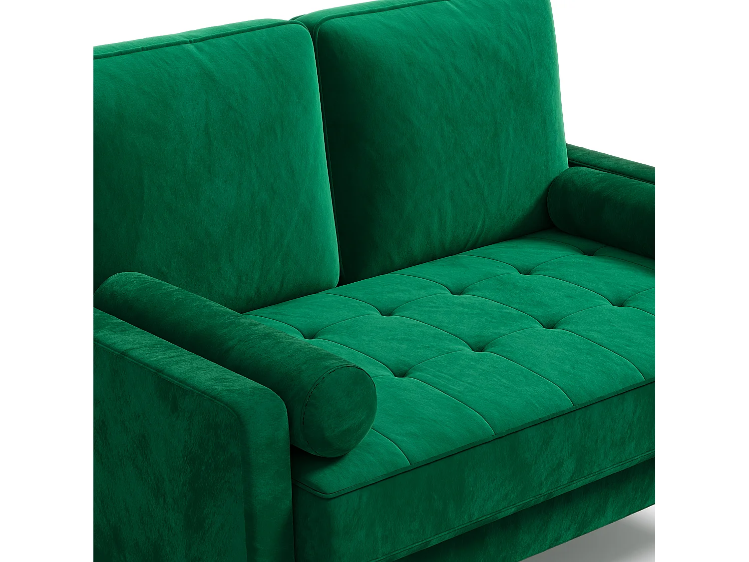 Canapé à 2 Places Scandinave,Mini Canapé à Bras Roulés en Velours Loveseat,Fauteuil Salon avec Accoudoirs,121x77x87cm - Vert
