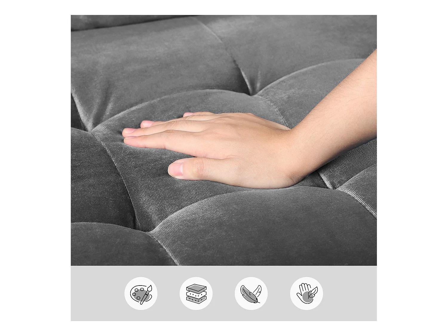 Scandinavische 2-zitsbank, loveseat fluwelen mini-bank met gerolde armleuning, woonkamerfauteuil met armleuningen, 121x77x87cm - grijs