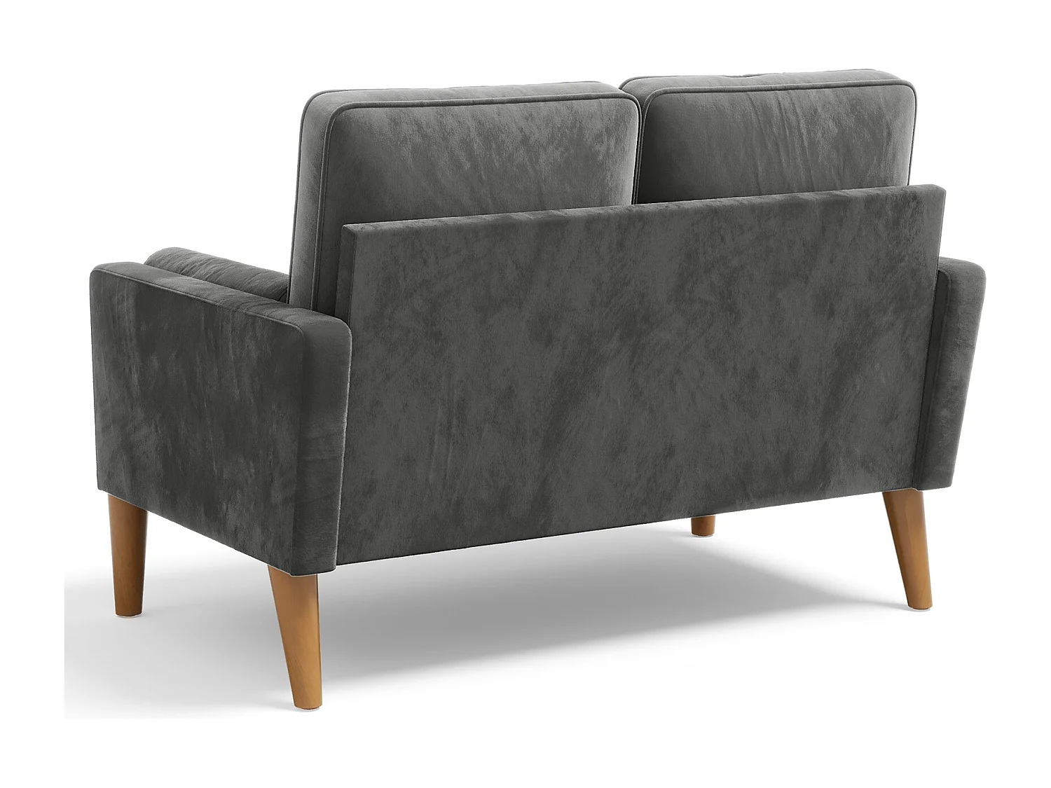 Scandinavische 2-zitsbank, loveseat fluwelen mini-bank met gerolde armleuning, woonkamerfauteuil met armleuningen, 121x77x87cm - grijs