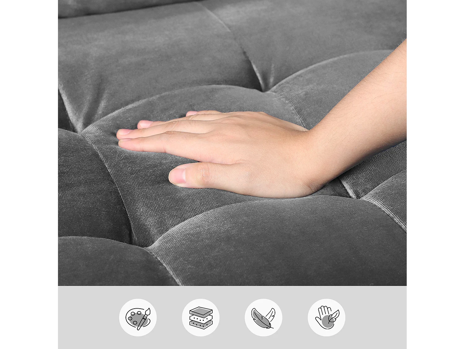 Canapé à 2 Places Scandinave,Mini Canapé à Bras Roulés en Velours Loveseat,Fauteuil Salon avec Accoudoirs,121x77x87cm - Gris