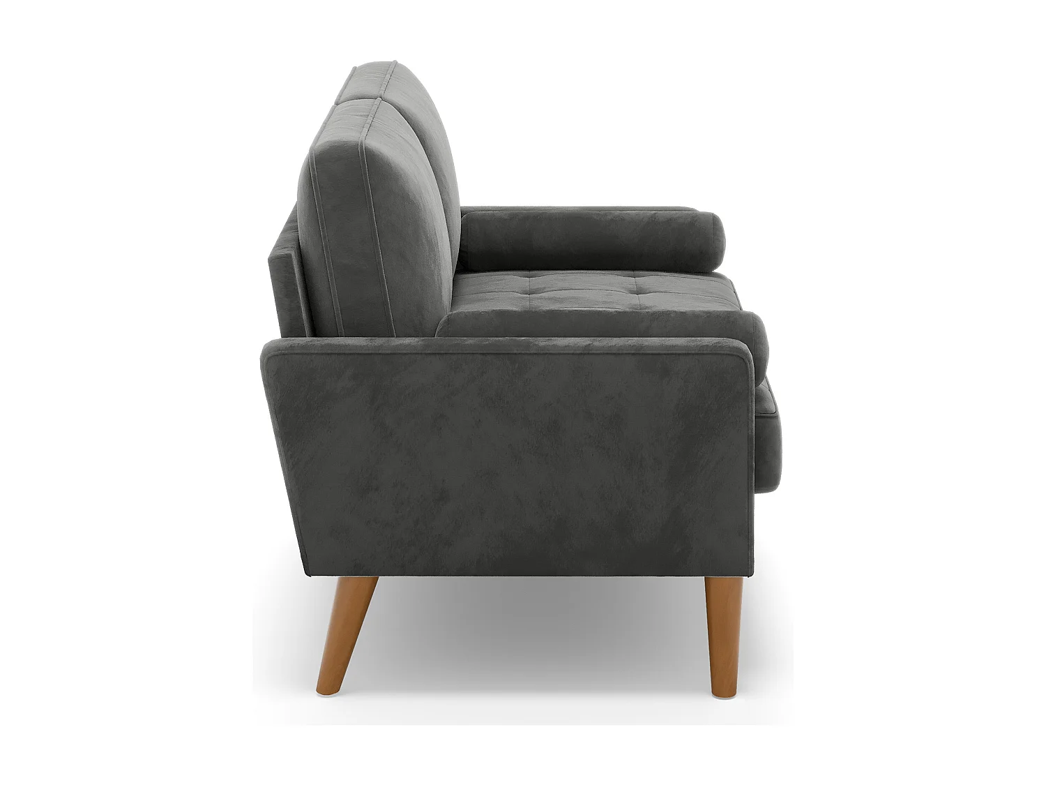 Canapé à 2 Places Scandinave,Mini Canapé à Bras Roulés en Velours Loveseat,Fauteuil Salon avec Accoudoirs,121x77x87cm - Gris