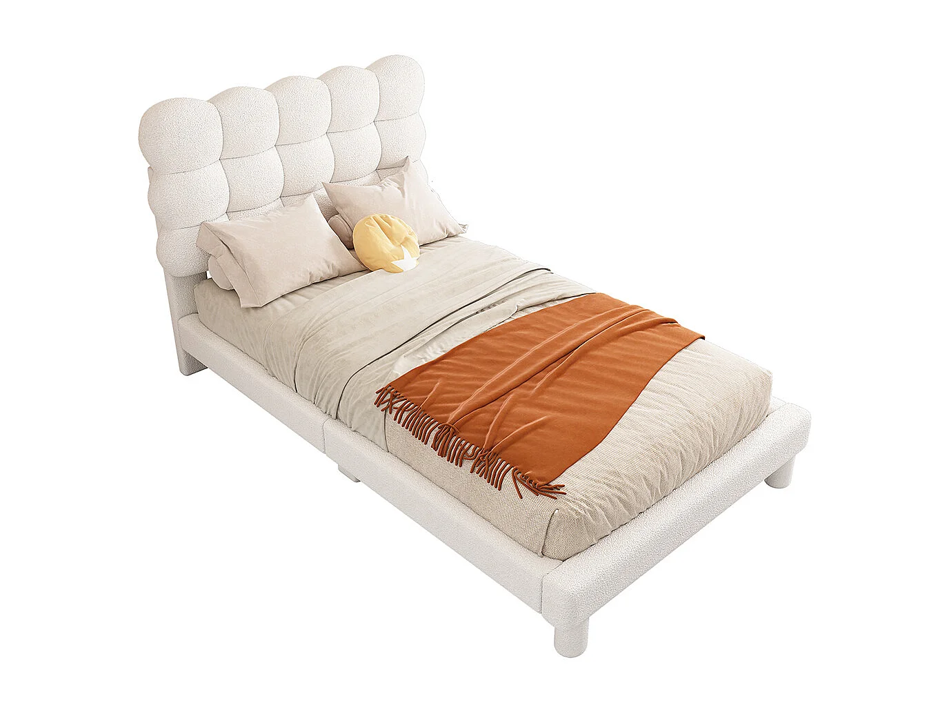 Lit enfant Lit 90x200 cm Lit simple avec tête de lit réglable Blanc