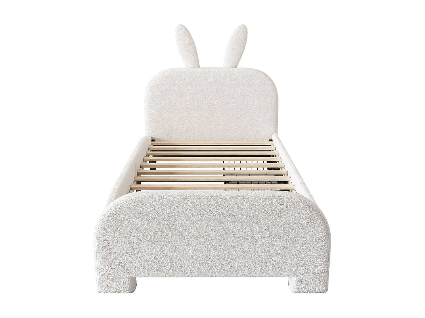 Lit enfant Lit avec tiroir Lit 90x200 cm laine de mouton résistante forme lapin cartoon blanc