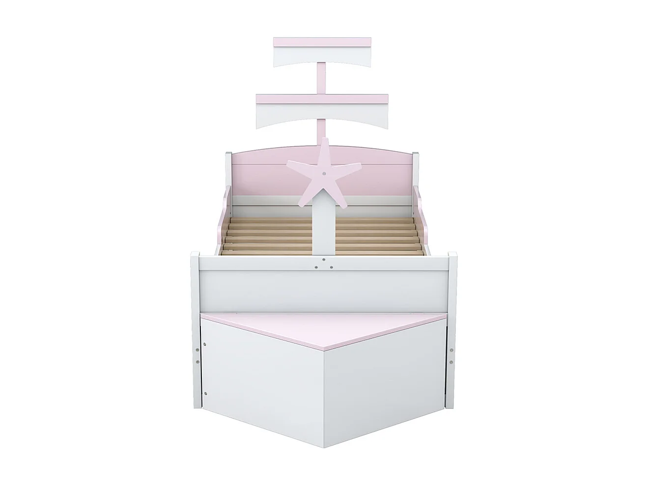 Lit enfant Lit 90x200 cm lit simple en forme de voilier avec lit extensible armoire de rangement au bout du lit rose