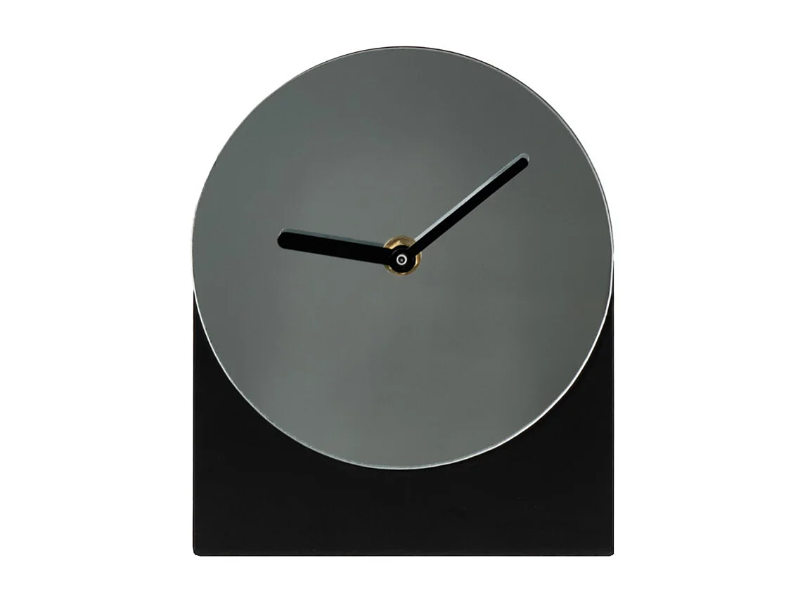 Horloge minimaliste en métal noir H. 18 cm avec miroir - REFLEXIO 8702
