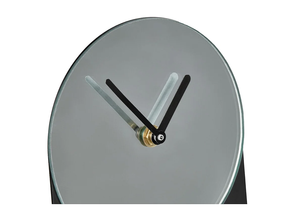 Horloge minimaliste en métal noir H. 18 cm avec miroir - REFLEXIO 8702