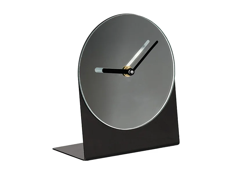 Horloge minimaliste en métal noir H. 18 cm avec miroir - REFLEXIO 8702
