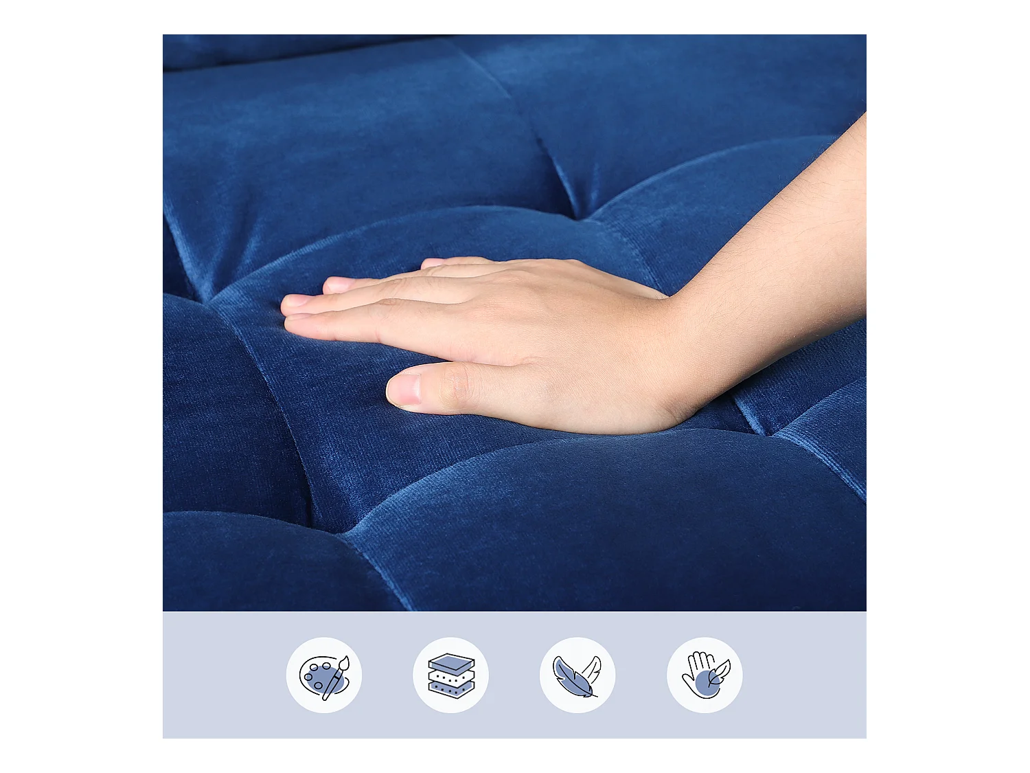 Canapé à 2 Places Scandinave,Mini Canapé à Bras Roulés en Velours Loveseat,Fauteuil Salon avec Accoudoirs,121x77x87cm - Bleu