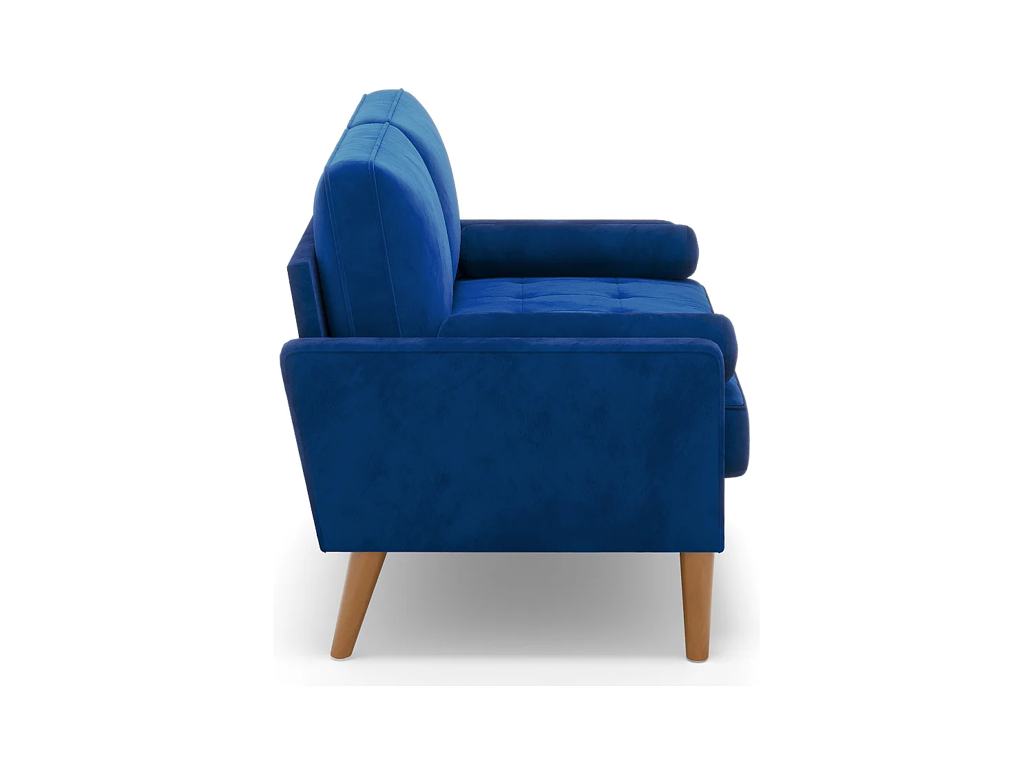 Canapé à 2 Places Scandinave,Mini Canapé à Bras Roulés en Velours Loveseat,Fauteuil Salon avec Accoudoirs,121x77x87cm - Bleu