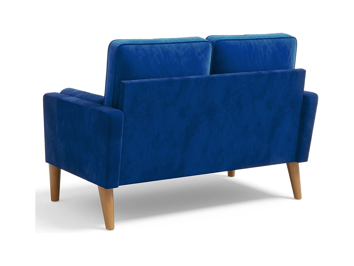 Canapé à 2 Places Scandinave,Mini Canapé à Bras Roulés en Velours Loveseat,Fauteuil Salon avec Accoudoirs,121x77x87cm - Bleu