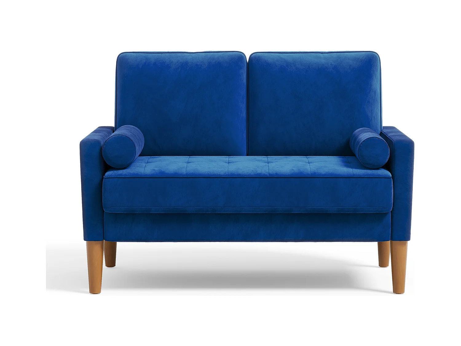 Canapé à 2 Places Scandinave,Mini Canapé à Bras Roulés en Velours Loveseat,Fauteuil Salon avec Accoudoirs,121x77x87cm - Bleu