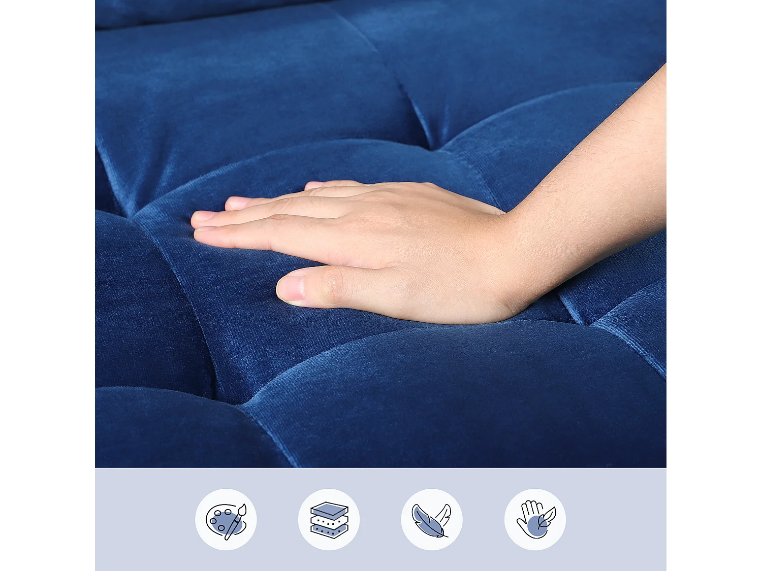 Scandinavische 2-zitsbank, loveseat fluwelen mini-bank met gerolde armleuning, woonkamerfauteuil met armleuningen, 121x77x87cm - blauw