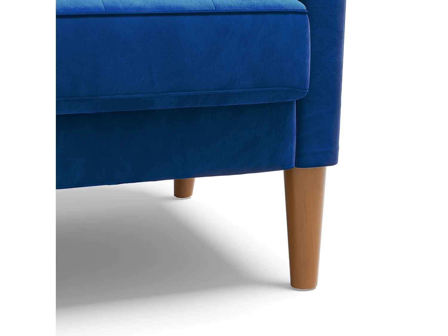 Scandinavische 2-zitsbank, loveseat fluwelen mini-bank met gerolde armleuning, woonkamerfauteuil met armleuningen, 121x77x87cm - blauw
