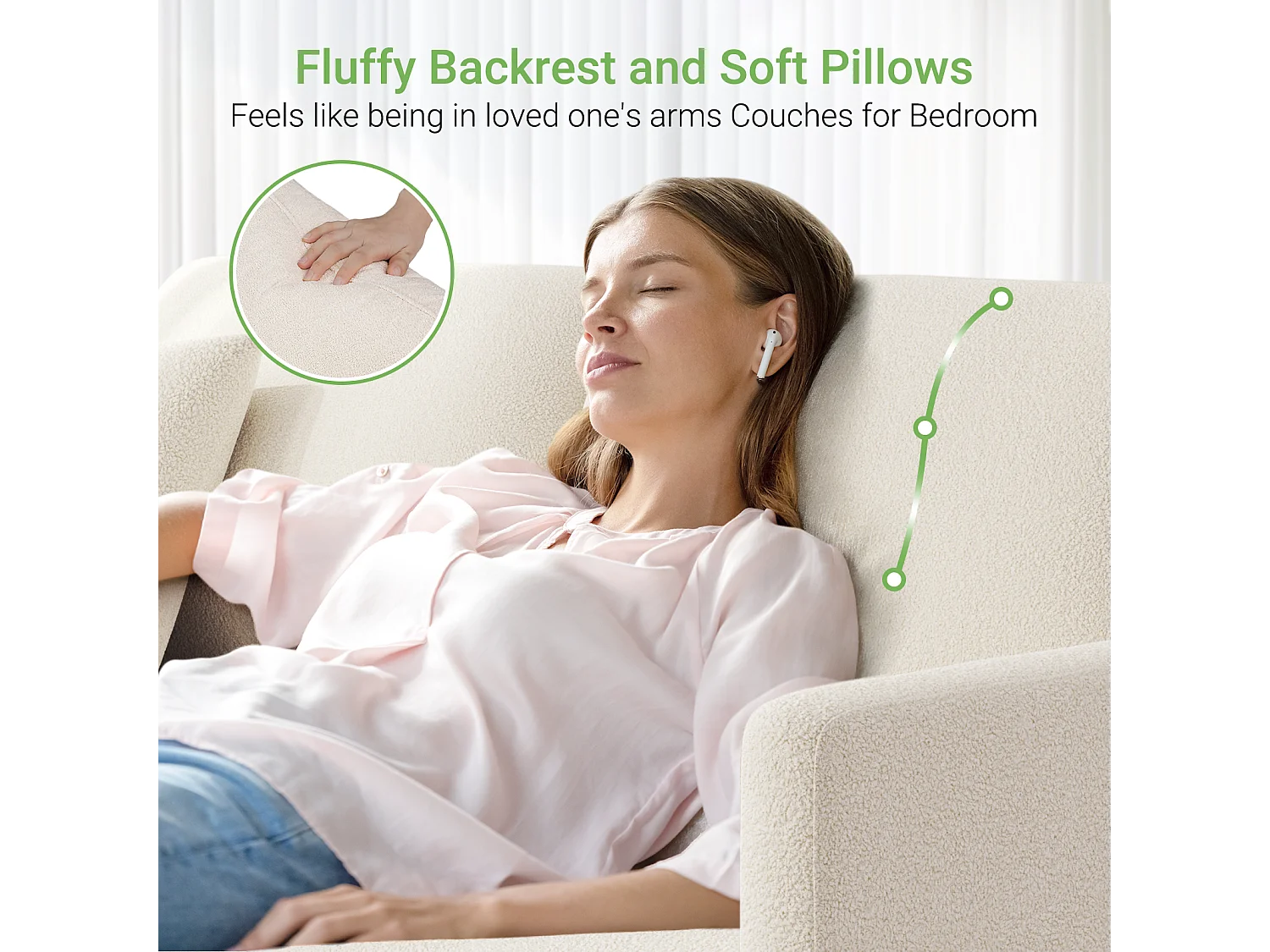 Canapé 2/3 Places en Velours Teddy,Canapé Droit Confort en Bois Massif,Loveseat avec Accoudoirs,165x78x89cm,Beige