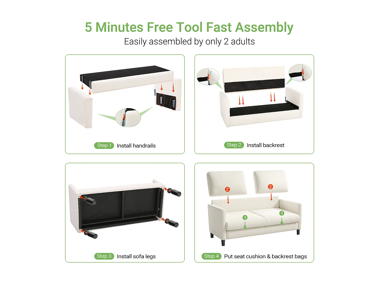 Canapé 2/3 Places en Velours Teddy,Canapé Droit Confort en Bois Massif,Loveseat avec Accoudoirs,165x78x89cm,Beige