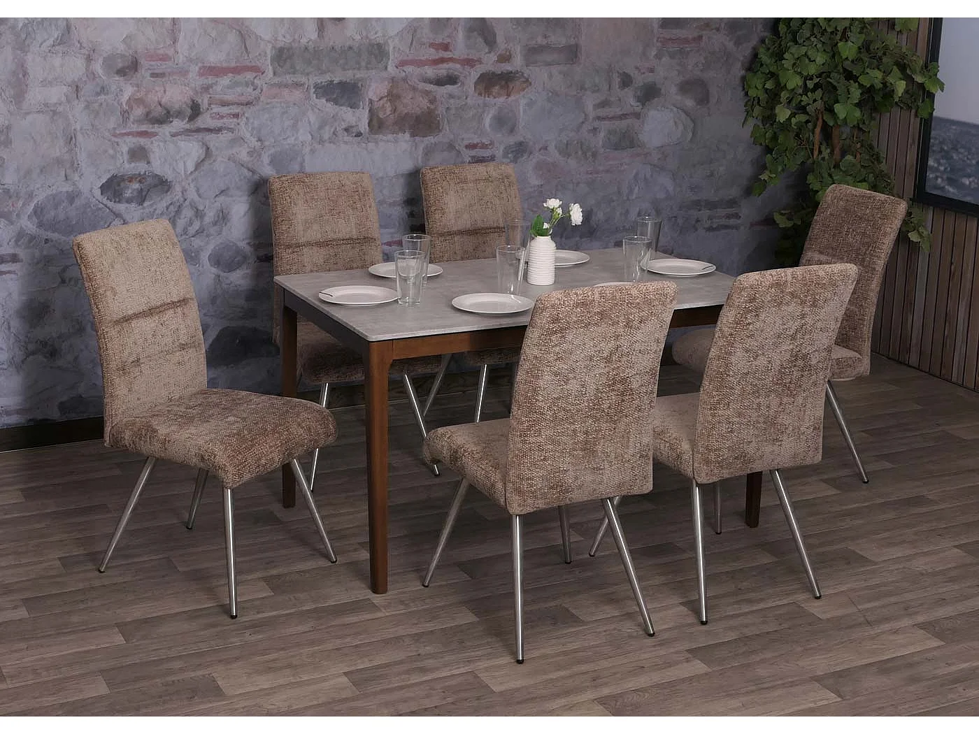 Chaise de salle à manger MCW-G55 (lot de 2),  marron