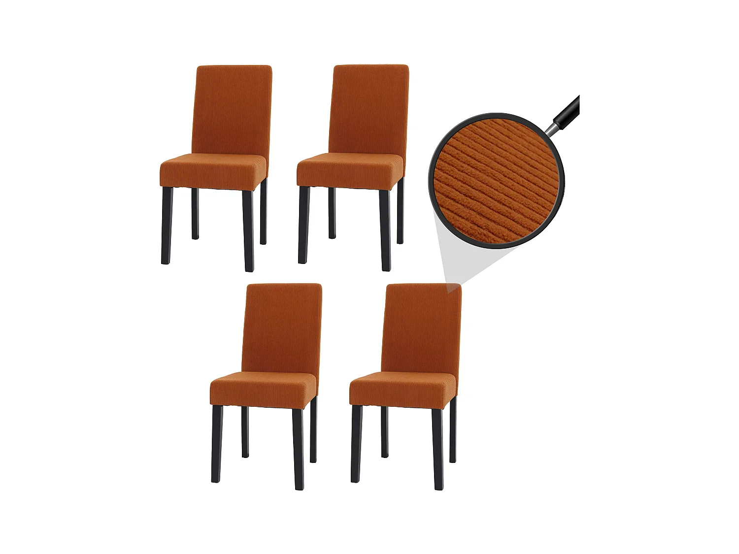 Eetkamerstoel Littau Cord (set van 4),  terracotta, donkere poten