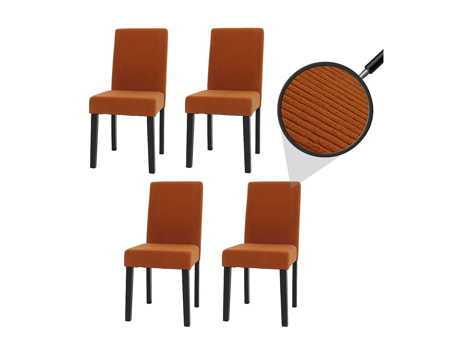Chaise de salle à manger Littau Velours (lot de 4),  terracotta, pieds foncés