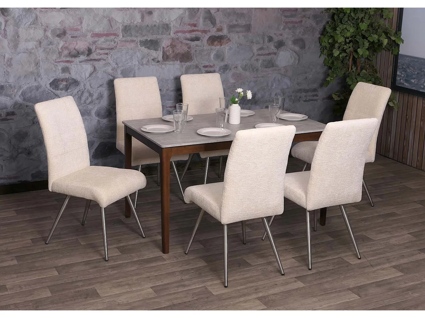 Chaise de salle à manger MCW-G55 (lot de 2),  crème