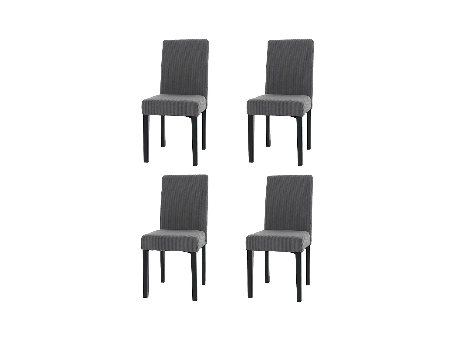 Chaise de salle à manger Littau Velours (lot de 4),  gris foncé, pieds foncés