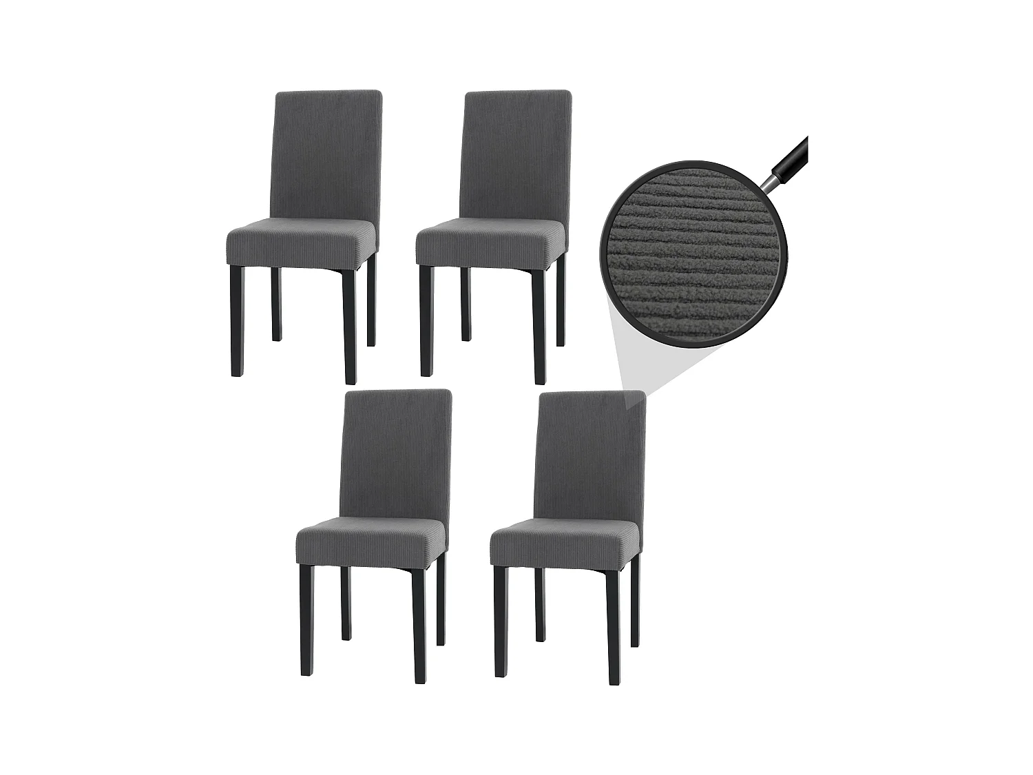 Chaise de salle à manger Littau Velours (lot de 4),  gris foncé, pieds foncés