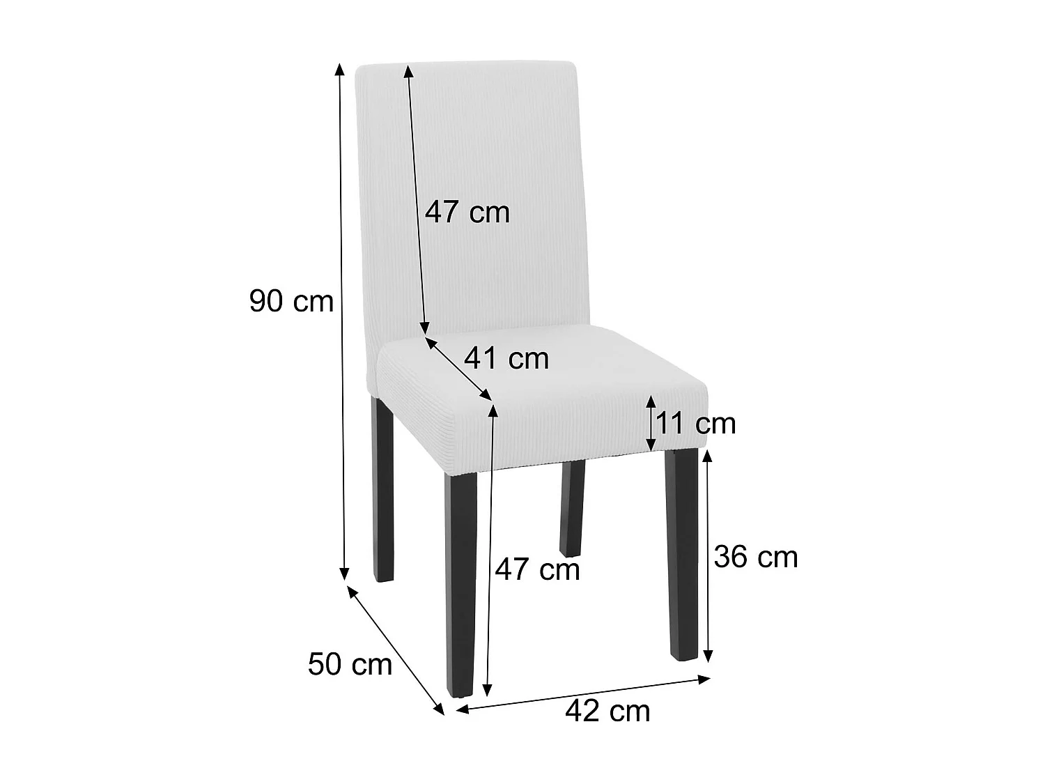 Chaise de salle à manger Littau Velours (lot de 4),  gris foncé, pieds foncés