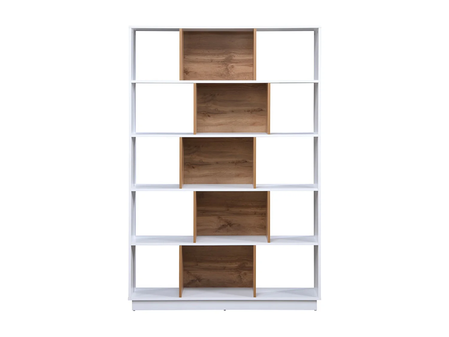 Bibliothèque avec 15 niches - Blanc et Naturel - DALENOR