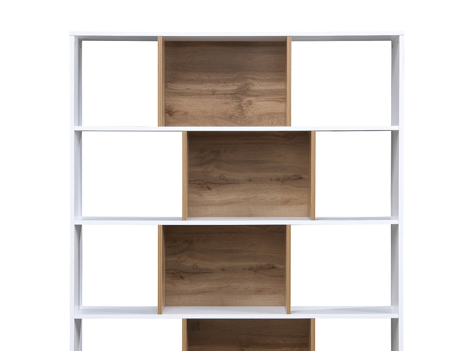 Bibliothèque avec 15 niches - Blanc et Naturel - DALENOR