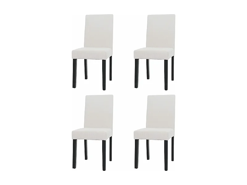 Set 4x sedie Littau tessuto a coste soggiorno cucina sala da pranzo legno 90x42x50cm avorio gambe scure