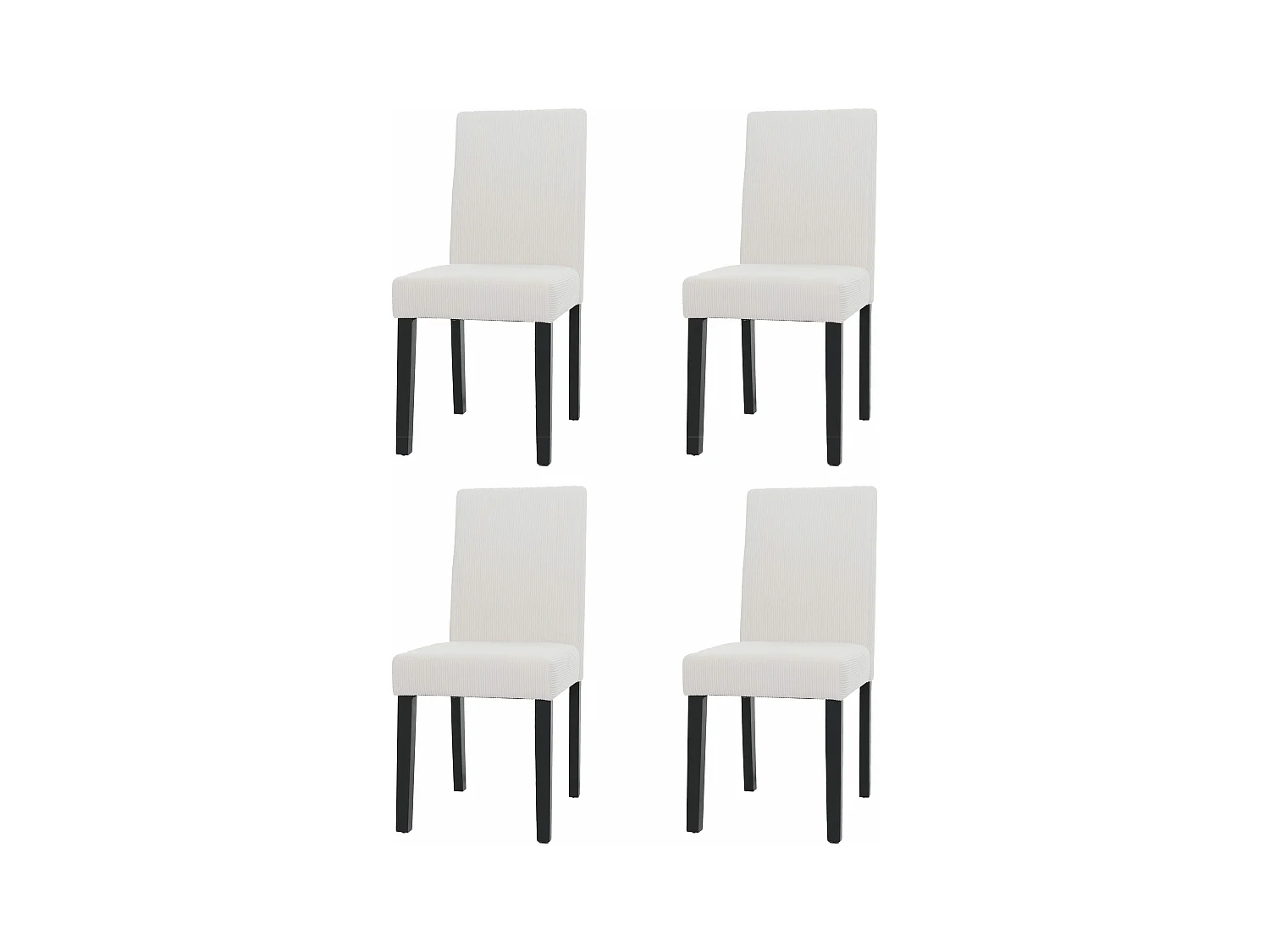 Chaise de salle à manger Littau Velours (lot de 4),  crème, pieds foncés