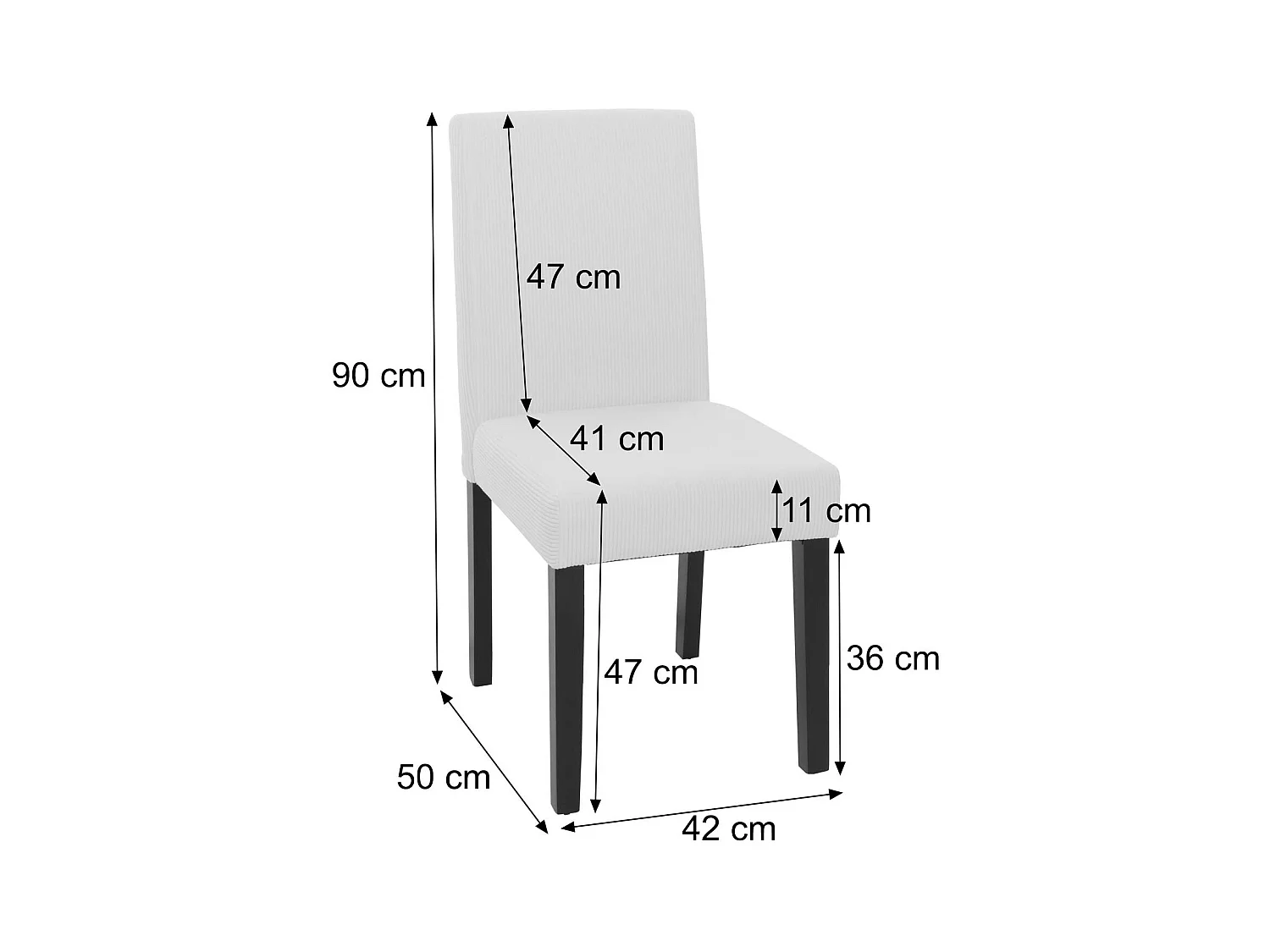 Chaise de salle à manger Littau Velours (lot de 4),  crème, pieds foncés