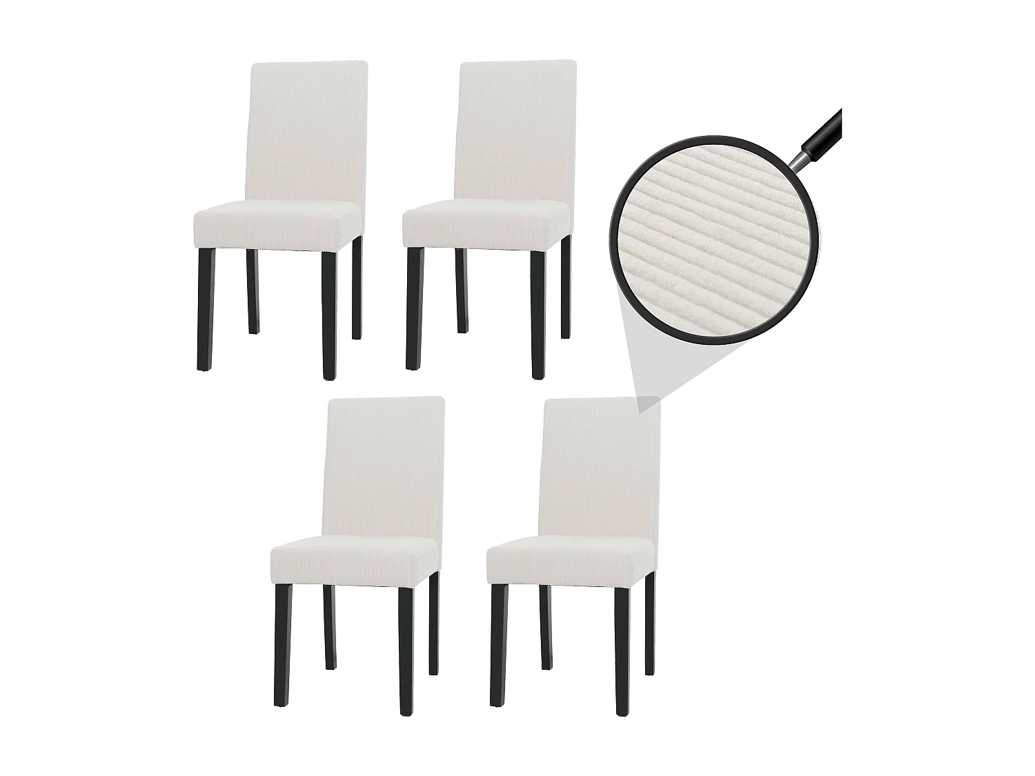 Eetkamerstoel Littau Cord (set van 4),  crème, donkere poten