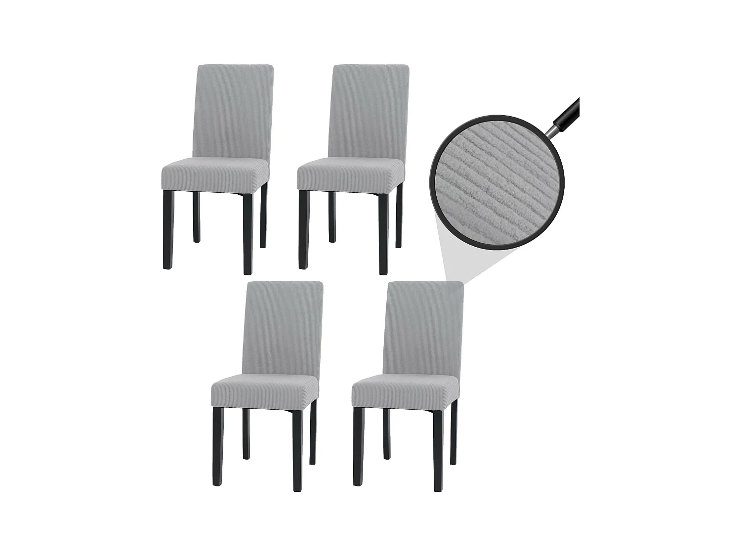 Chaise de salle à manger Littau Velours (lot de 4),  gris clair, pieds foncés