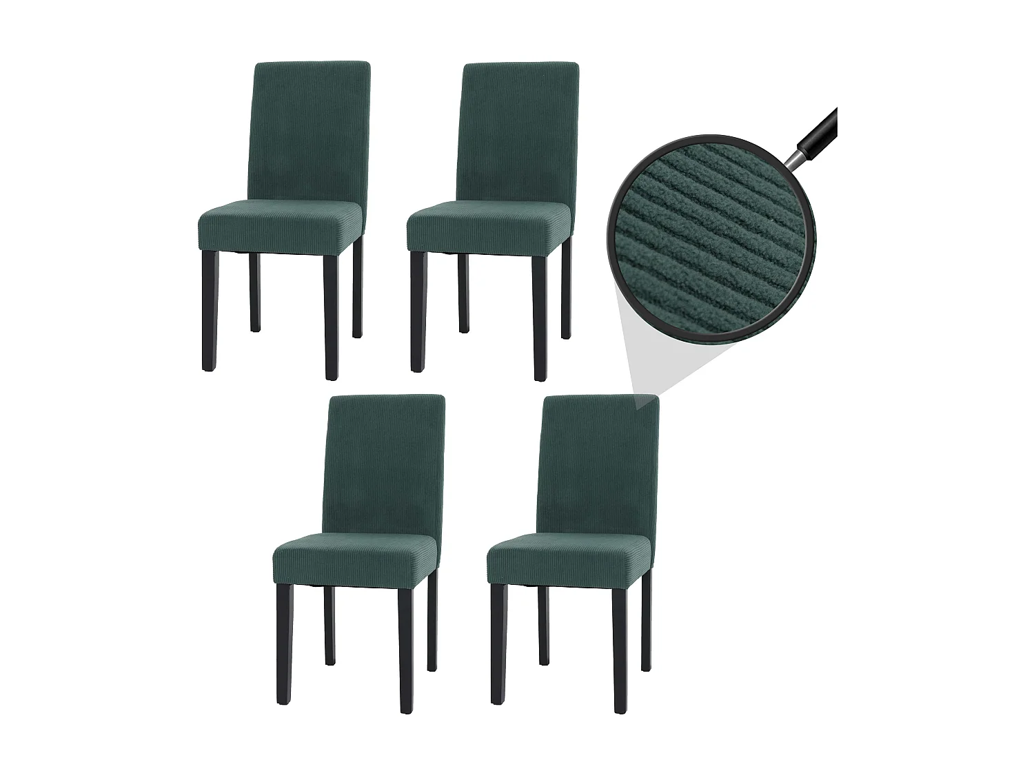 Cadeira de jantar Littau Cord (conjunto de 4),  verde, pernas escuras