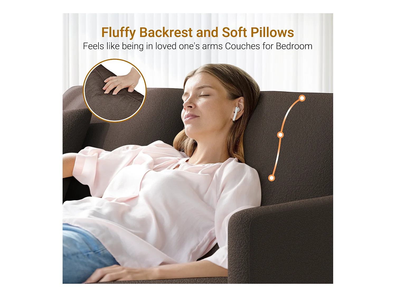 2/3-zitsbank van teddyfluweel, comfortabele rechte bank van massief hout, loveseat met armleuningen, 165x78x89cm, bruin