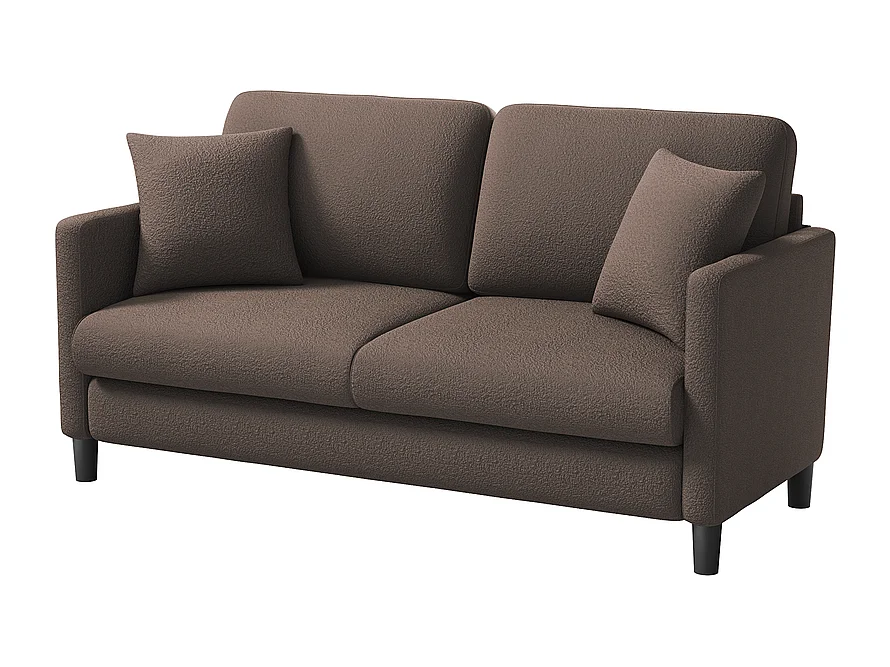 Canapé 2/3 Places en Velours Teddy,Canapé Droit Confort en Bois Massif,Loveseat avec Accoudoirs,165x78x89cm,Marron