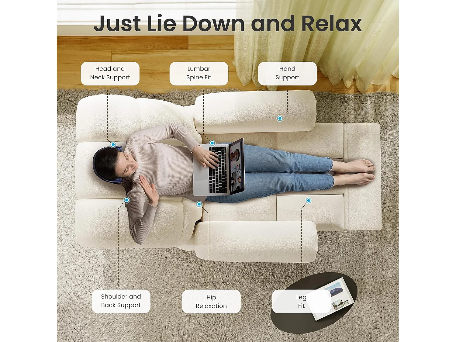 Fauteuil Relax électrique avec Repose-Pieds,Chaise salon en Velours Teddy,Fauteuil à loisirs Réglable,USB,Anti-statique,Confort,96x97x104cm Beige