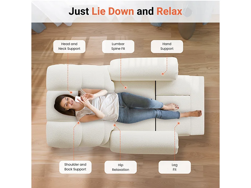 Fauteuil Relax électrique avec Repose-Pieds,Chaise salon en Velours Teddy,Fauteuil à loisirs Réglable,USB,Anti-statique,Confort,96x97x104cm Beige