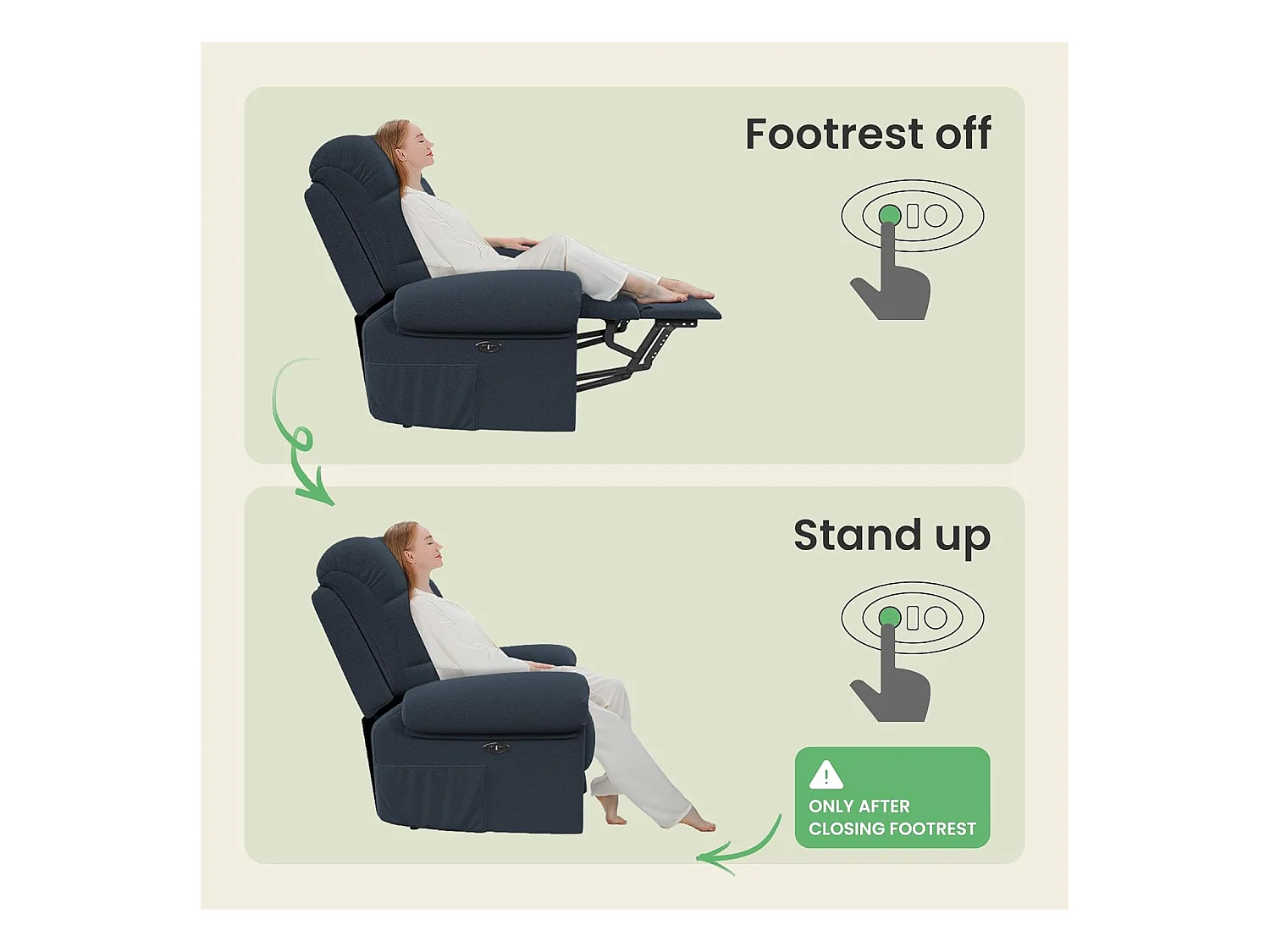 Fauteuil Relax électrique avec Repose-Pieds,Chaise salon en Velours Teddy,Fauteuil à loisirs Réglable,USB,Anti-statique,Confort,96x97x104cm Bleu Gris